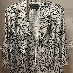 Alex Evenings Black and White Botanical Blazer